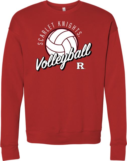 Rutgers Bella + Canvas Red Fleece Crew Rutgers - Scarlet Knights Volleyball Script - ONLINE ONLY,