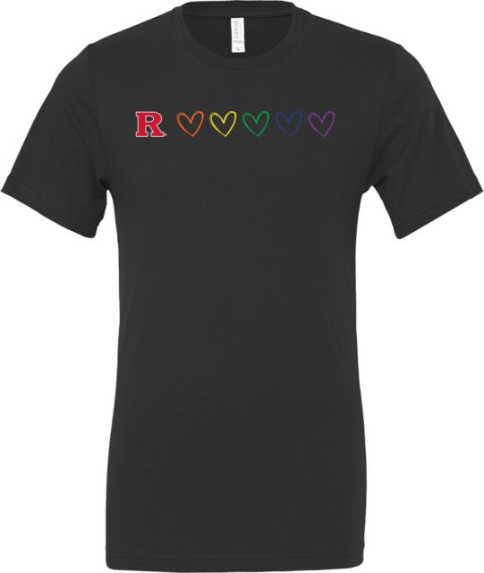 Rutgers Bella + Canvas Jersey Cotton T Shirt Rutgers Rainbow Hearts - ONLINE ONLY