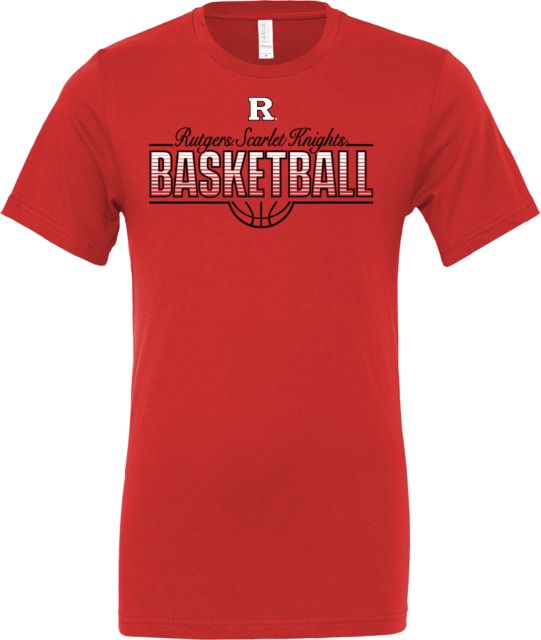 Rutgers Bella + Canvas Red Jersey Cotton T Shirt Rutgers - Scarlet Knights Basketball Skyhook - ONLINE ONLY,