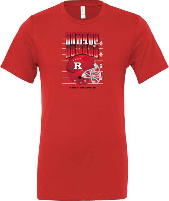 Rutgers Bella + Canvas Red Jersey Cotton T Shirt Rutgers - Keep Choppin Helmet - ONLINE ONLY,