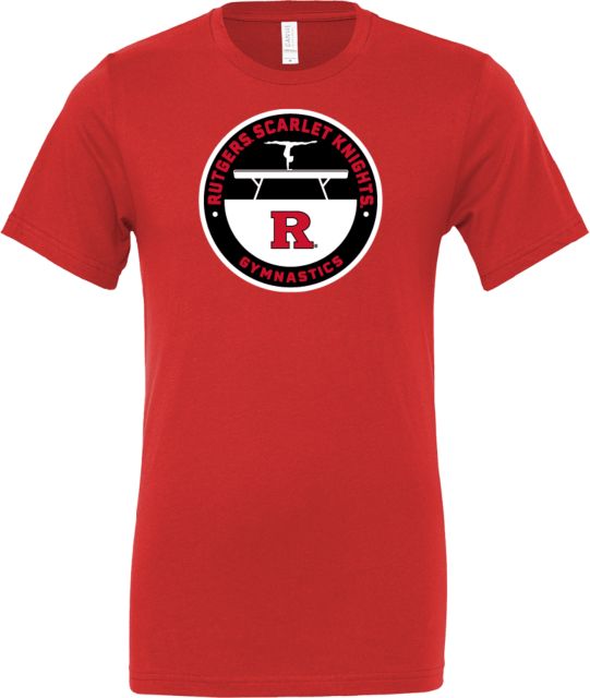 Rutgers Bella + Canvas Red Jersey Cotton T Shirt Rutgers - Gymnastics Balance Beam - ONLINE ONLY,