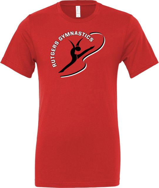 Rutgers Bella + Canvas Red Jersey Cotton T Shirt Rutgers - Gymnastics Ribbon - ONLINE ONLY,