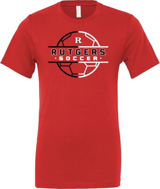 Rutgers Bella + Canvas Red Jersey Cotton T Shirt Rutgers - Soccer Ball Grid - ONLINE ONLY,