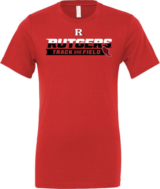 Rutgers Bella + Canvas Red Jersey Cotton T Shirt Rutgers - Track and Field Finish Line - ONLINE ONLY,