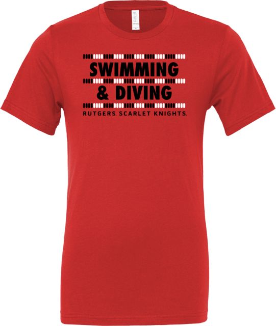 Rutgers Bella + Canvas Red Jersey Cotton T Shirt Rutgers - Scarlet Knights Swim and Dive - ONLINE ONLY,