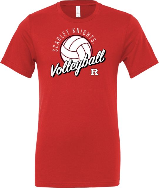 Rutgers Bella + Canvas Red Jersey Cotton T Shirt Rutgers - Scarlet Knights Volleyball Script - ONLINE ONLY,