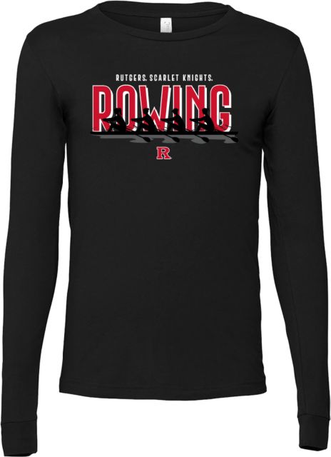 Rutgers Bella + Canvas Jersey Cotton Long Sleeve T Shirt Rutgers - Rowing Scarlet Knights Silhouette - ONLINE ONLY,