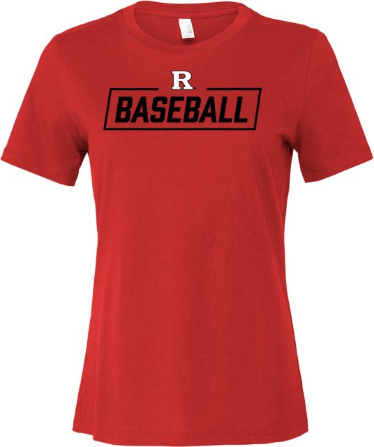 Rutgers Bella + Canvas Womens Red Relaxed Cotton T Shirt Rutgers - Baseball Bar - ONLINE ONLY,