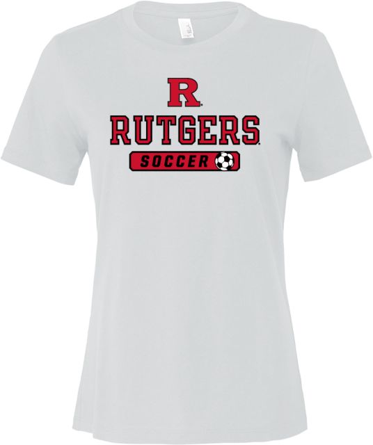 Rutgers Bella + Canvas Womens Relaxed Cotton T Shirt Rutgers - Soccer Corner Kick - ONLINE ONLY,