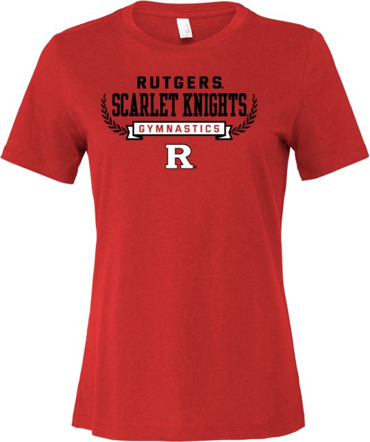 Rutgers Bella + Canvas Womens Red Relaxed Cotton T Shirt Rutgers - Gymnastics Athletics Classic - ONLINE ONLY,