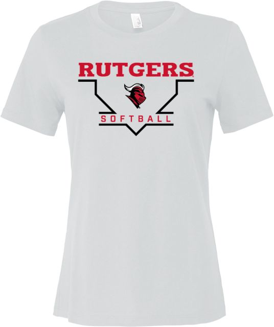 Rutgers Bella + Canvas Womens Relaxed Cotton T Shirt Rutgers - Softball Homeplate - ONLINE ONLY,