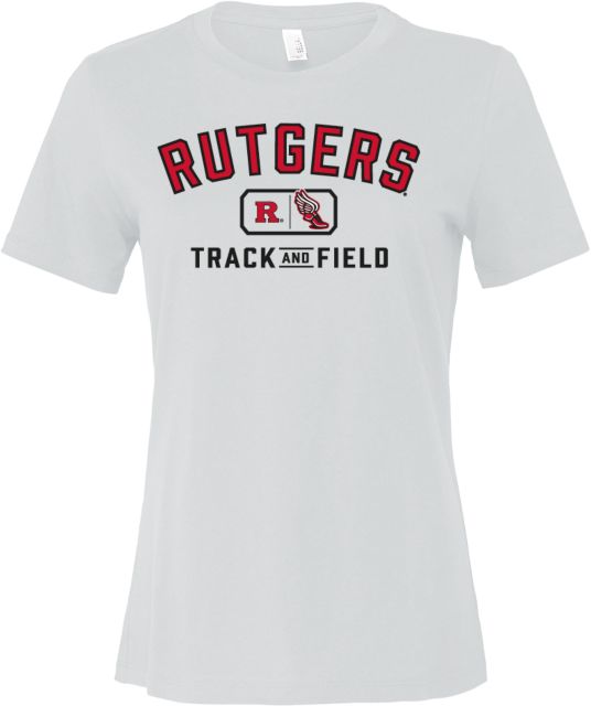 Rutgers Bella + Canvas Womens Relaxed Cotton T Shirt Rutgers - Track and Field Lockup - ONLINE ONLY,