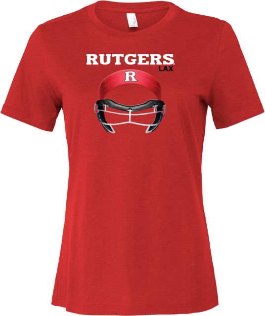 Rutgers Bella + Canvas Womens Red Relaxed Cotton T Shirt Rutgers - Lacrosse Gear Up - ONLINE ONLY,