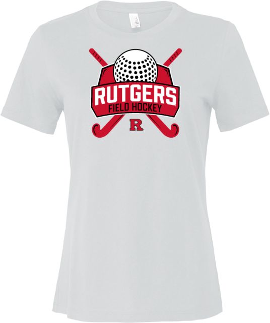 Rutgers Bella + Canvas Womens Relaxed Cotton T Shirt Rutgers - Field Hockey Shield - ONLINE ONLY,