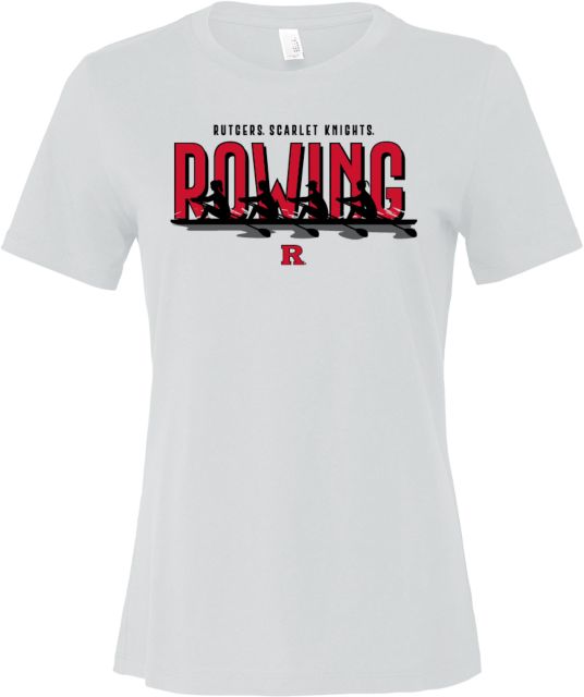 Rutgers Bella + Canvas Womens Relaxed Cotton T Shirt Rutgers - Rowing Scarlet Knights Silhouette - ONLINE ONLY,