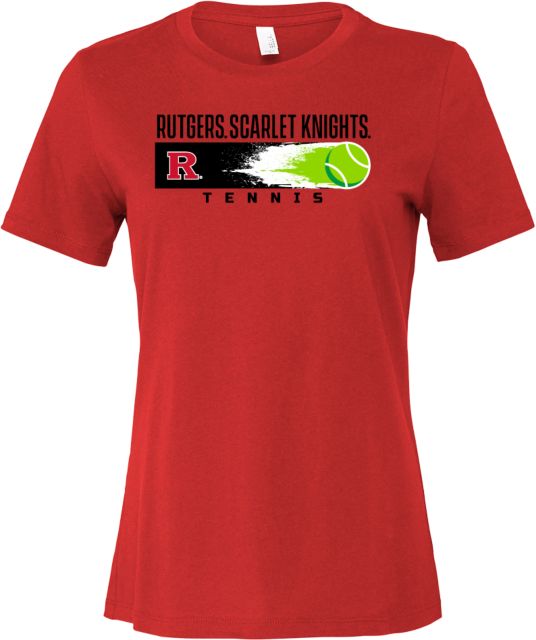 Rutgers Bella + Canvas Womens Red Relaxed Cotton T Shirt Rutgers - Tennis Flying Ace - ONLINE ONLY,