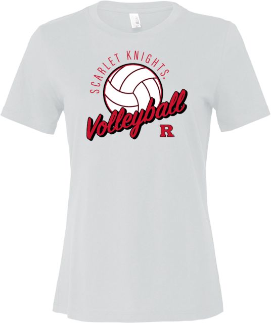 Rutgers Bella + Canvas Womens Relaxed Cotton T Shirt Rutgers - Scarlet Knights Volleyball Script - ONLINE ONLY,