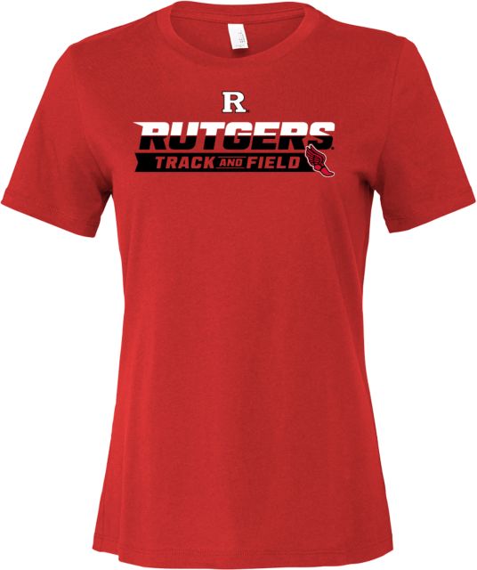 Rutgers Bella + Canvas Womens Red Relaxed Cotton T Shirt Rutgers - Track and Field Finish Line - ONLINE ONLY,
