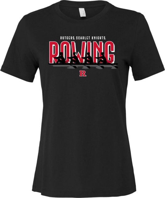 Rutgers Bella + Canvas Womens Relaxed Cotton T Shirt Rutgers - Rowing Scarlet Knights Silhouette - ONLINE ONLY,