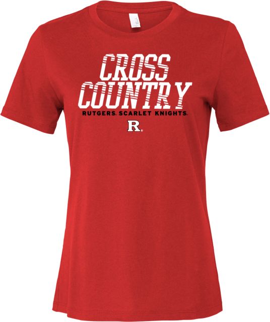 Rutgers Bella + Canvas Womens Red Relaxed Cotton T Shirt Rutgers - Scarlet Knights Cross Country - ONLINE ONLY,