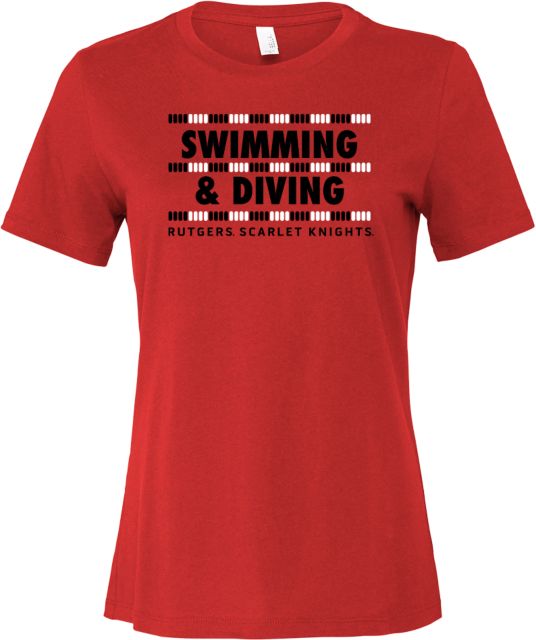 Rutgers Bella + Canvas Womens Red Relaxed Cotton T Shirt Rutgers - Scarlet Knights Swim and Dive - ONLINE ONLY,