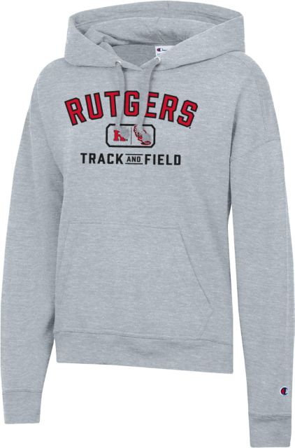 Rutgers Champion Womens Powerblend Pullover Hood Rutgers - Track and Field Lockup - ONLINE ONLY,