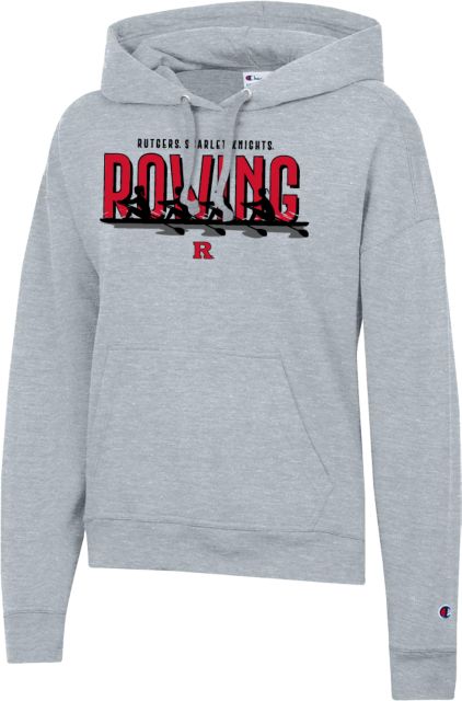Rutgers Champion Womens Powerblend Pullover Hood Rutgers - Rowing Scarlet Knights Silhouette - ONLINE ONLY,