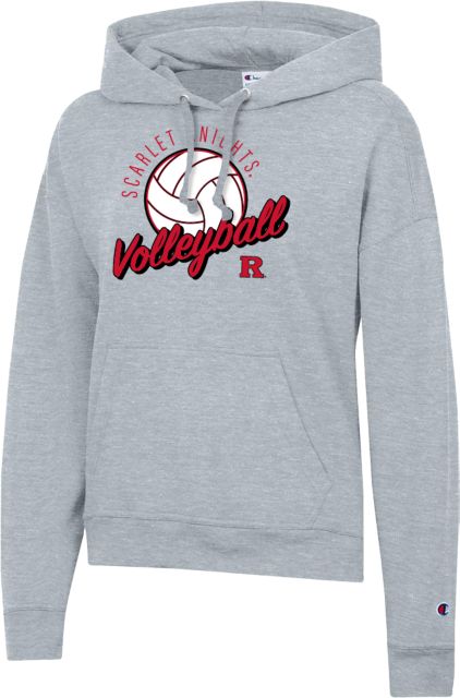 Rutgers Champion Womens Powerblend Pullover Hood Rutgers - Scarlet Knights Volleyball Script - ONLINE ONLY,