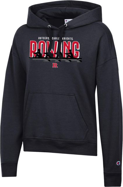Rutgers Champion Womens Powerblend Pullover Hood Rutgers - Rowing Scarlet Knights Silhouette - ONLINE ONLY,