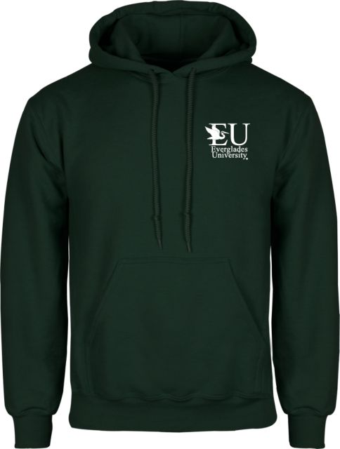 Everglades University Fleece Hood EU with Egret Everglades UniversityA Vertical Trademark - ONLINE ONLY