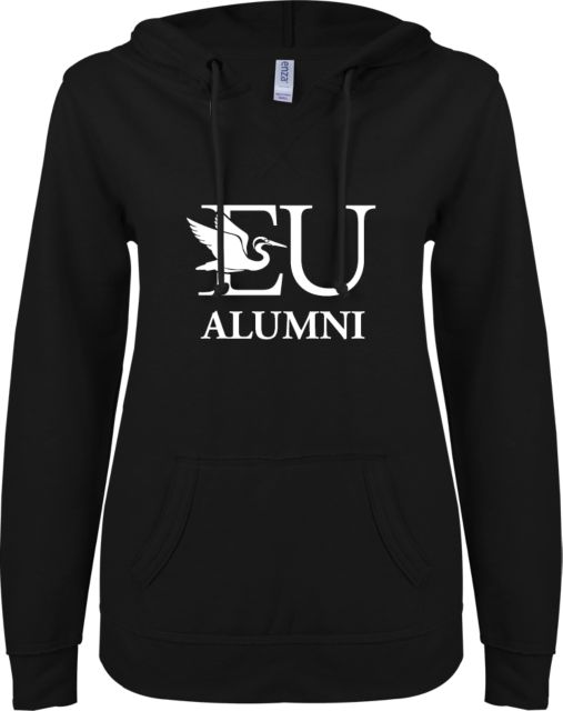 Everglades University® ENZA Ladies V Notch Raw Edge Fleece Hoodie Alumni - ONLINE ONLY