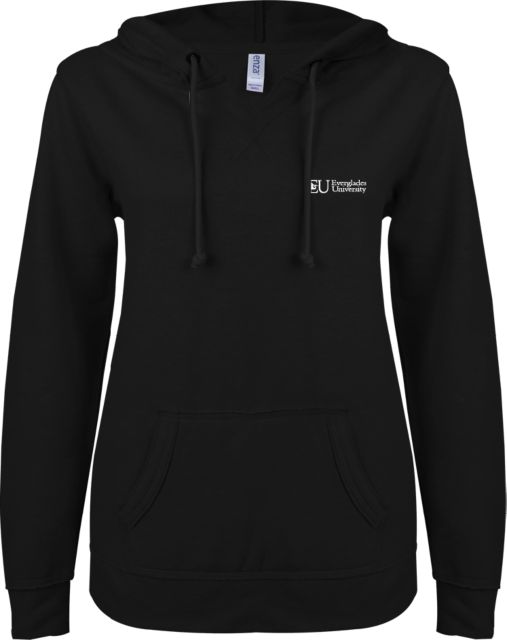 Everglades University ENZA Womens V Notch Raw Edge Fleece Hoodie Everglades UniversityA Trademark - ONLINE ONLY