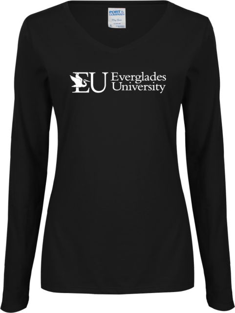 Everglades University® Ladies Long Sleeve V Neck Tee Everglades University Primary - ONLINE ONLY