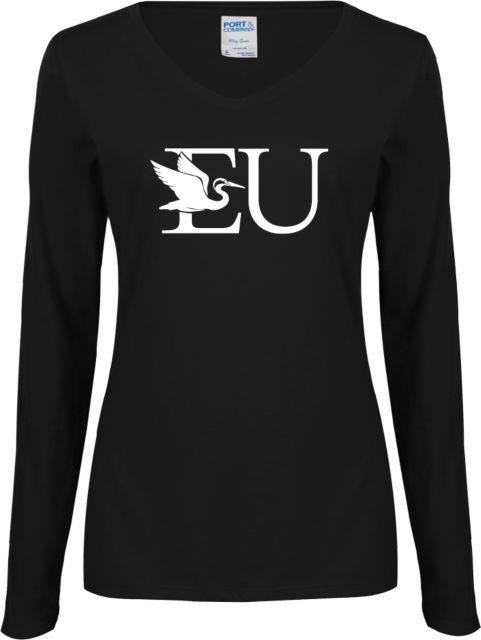 Everglades University® Ladies Long Sleeve V Neck Tee EU Logo - ONLINE ONLY