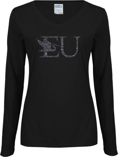 Everglades University® Ladies Long Sleeve V Neck Tee F Soft Glitter - ONLINE ONLY