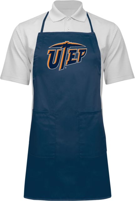 UTEP Full Length Navy Apron Primary University Mark - ONLINE ONLY