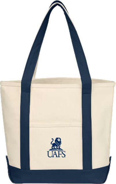 Arkansas Fort Smith Cotton Canvas Natural/Navy Tote Bag UAFS Institutional Mark - ONLINE ONLY