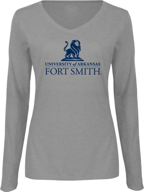 Arkansas Fort Smith Womens Long Sleeve V Neck Tee  Primary Institutional Mark - ONLINE ONLY