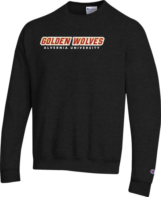 Alvernia Champion Fleece Crew Golden Wolves Wordmark - ONLINE ONLY