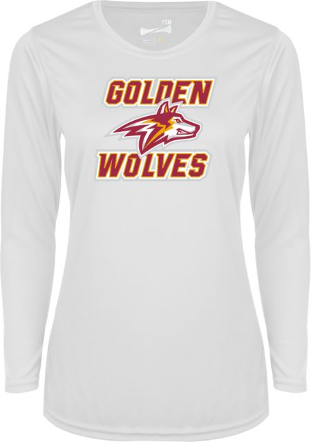 Alvernia Womens Performance Long Sleeve Shirt Golden Wolves with Wolf Head - ONLINE ONLY