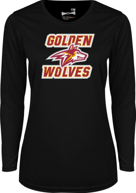 Alvernia Womens Performance Long Sleeve Shirt Golden Wolves with Wolf Head - ONLINE ONLY