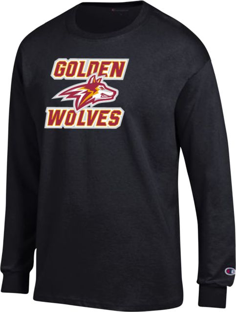 Alvernia Champion Long Sleeve T Shirt Golden Wolves with Wolf Head - ONLINE ONLY