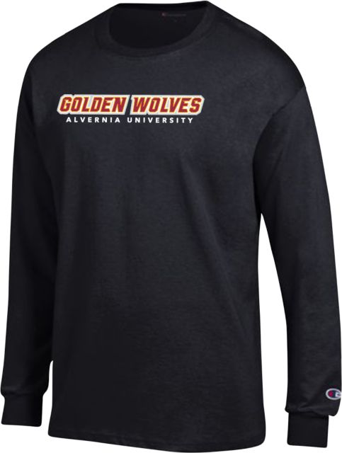 Alvernia Champion Long Sleeve T Shirt Golden Wolves Wordmark - ONLINE ONLY