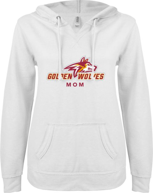Alvernia ENZA Ladies V Notch Raw Edge Fleece Hoodie AU Mom - ONLINE ONLY