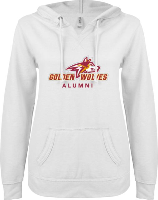 Alvernia ENZA Ladies V Notch Raw Edge Fleece Hoodie AU Alumni - ONLINE ONLY