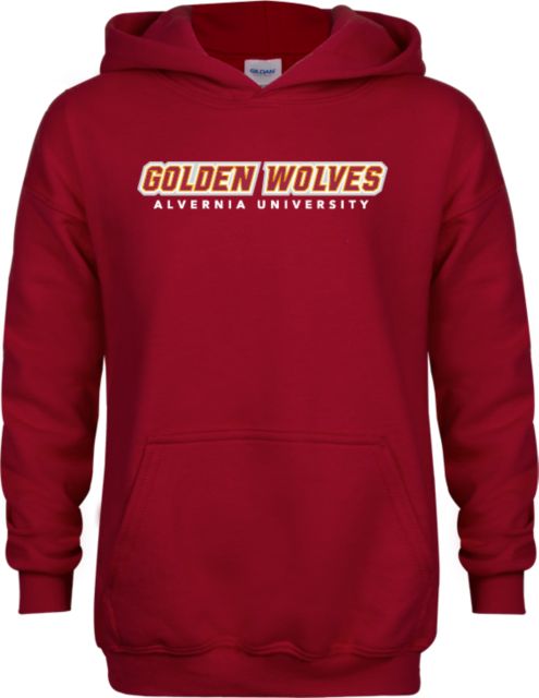 Alvernia Youth Fleece Hoodie Golden Wolves Wordmark - ONLINE ONLY