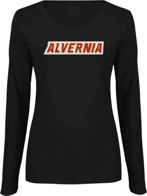 Alvernia Womens Long Sleeve V Neck Tee Alvernia Wordmark - ONLINE ONLY