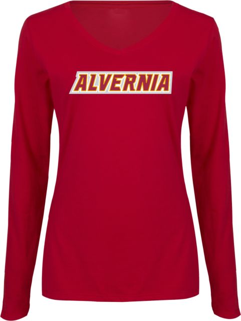 Alvernia Womens Long Sleeve V Neck Tee Alvernia Wordmark - ONLINE ONLY