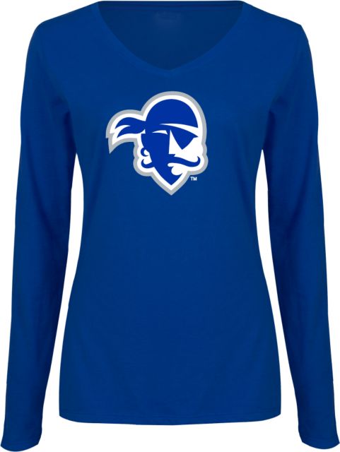 Seton Hall Ladies Long Sleeve V Neck Tee Primary Athletics Logo - ONLINE ONLY