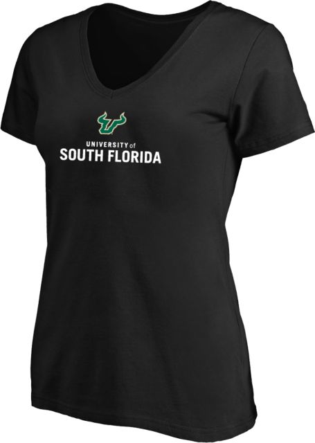 South Florida Womens Plus V Neck T Shirt Primary Mark Vertical - PLUS - ONLINE ONLY